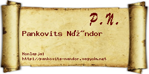 Pankovits Nándor névjegykártya