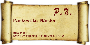 Pankovits Nándor névjegykártya